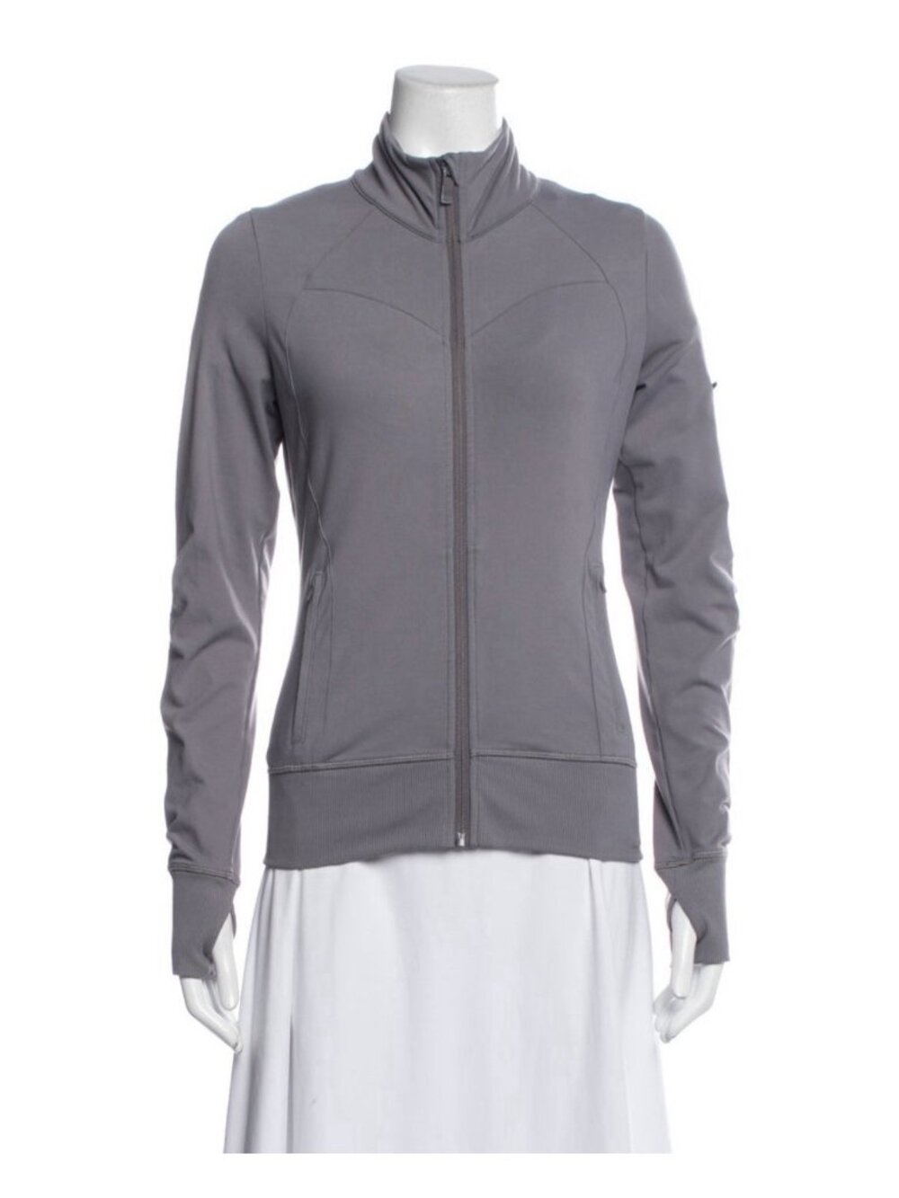 Alo Authentic Women’s Solid Gray Long Sleeve Full Zip Athletic Jacket Small
